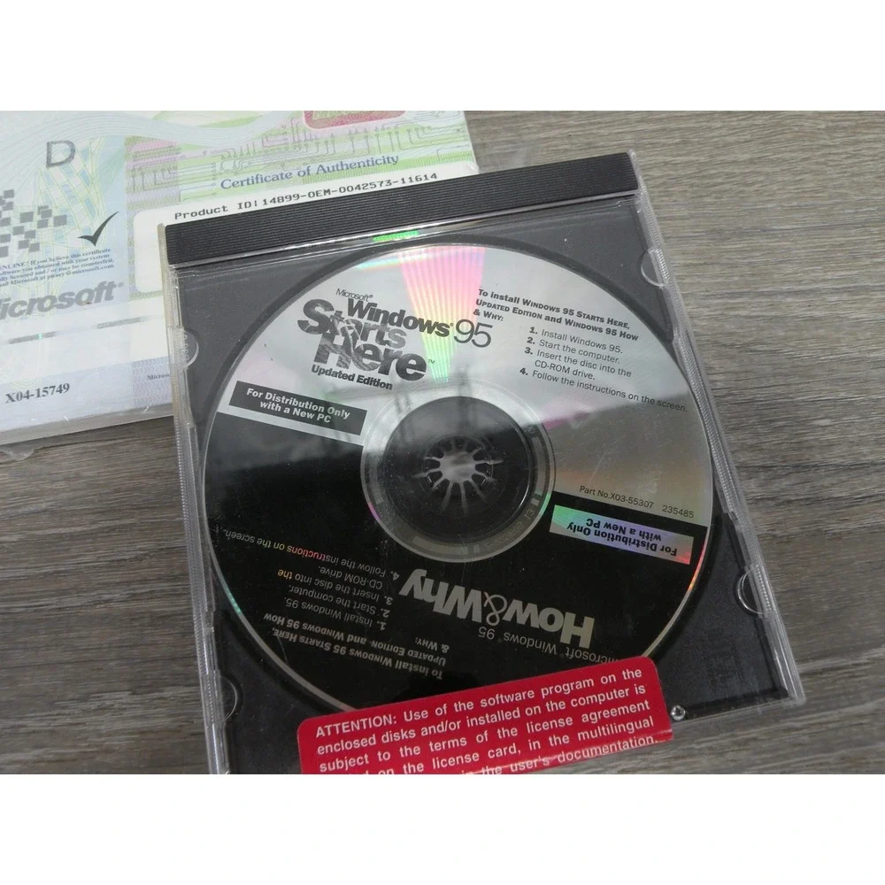 Microsoft Windows 95 Starts Here Updated Edition OEM CD-ROM with COA
